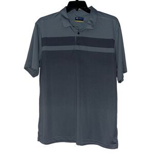 Jack Nicholson Men's XL Golf Polo‎ Shirt Top Grey Blue Stripes Slit Sides